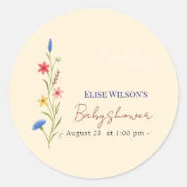 Pegatina Redonda Pequeña flor silvestre dulce en camino