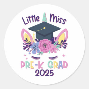 Pegatina Redonda Pequeña graduación preescolar de Miss Pre-k 2