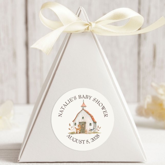 Pegatina Redonda Pequeña granja de animales de crianza Baby Shower (Subido por el creador)