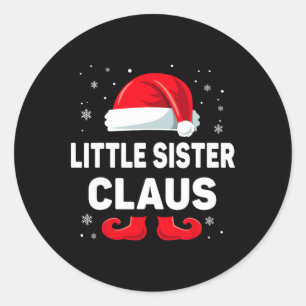 Pegatina Redonda Pequeña hermana Claus Navidades coincidiendo con e