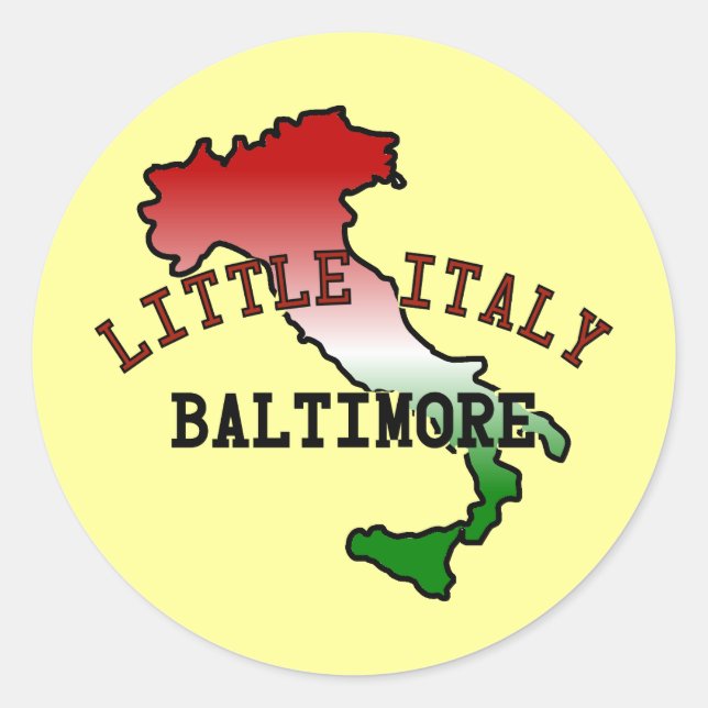 Pegatina Redonda Pequeña Italia Baltimore (Anverso)