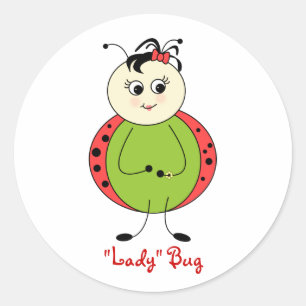 Pegatina Redonda Pequeña Ladybug Con Bow