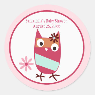 Pegatina Redonda Pequeña lechuza personalizada Baby Shower favorece