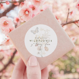 Pegatina Redonda Pequeña mariposa florida favorece a los Chicas flo