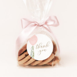 Pegatina Redonda Pequeña Miss Maravilloso Balón Rosado Cumpleaños