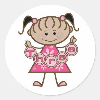 Pegatina Redonda Pequeña niña camisetas de cumpleaños y regalos