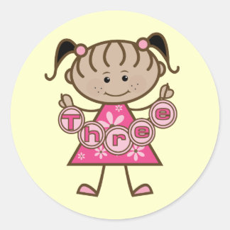 Pegatina Redonda Pequeña niña camisetas de cumpleaños y regalos