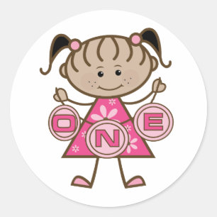 Pegatina Redonda Pequeña Niña camisetas y regalos de cumpleaños