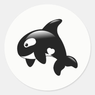 Pegatina Redonda Pequeña orca linda