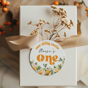 Pegatina Redonda Pequeña preciosidad cumpleaños 1 citricos naranjas