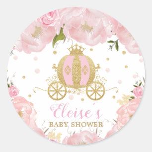 Pegatina Redonda Pequeña Princesa Baby Shower Gracias
