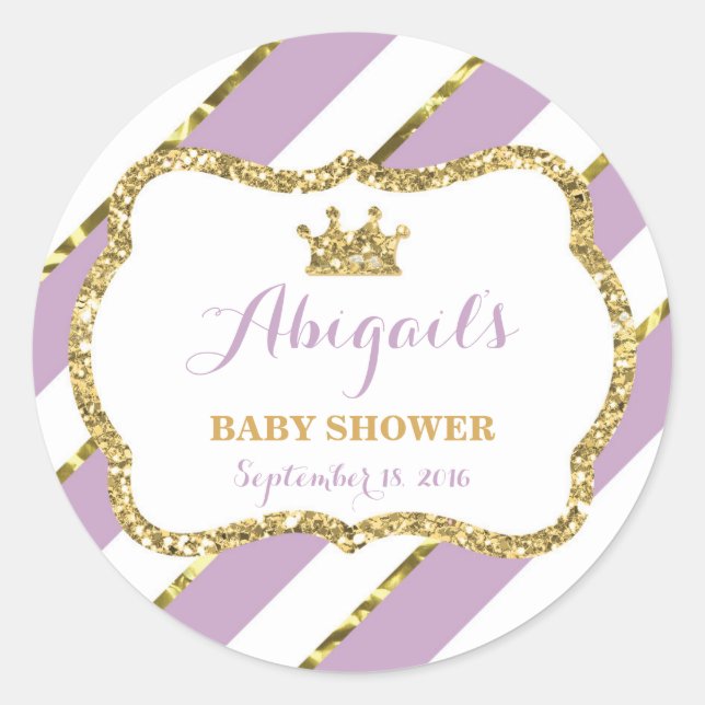 Pegatina Redonda Pequeña Princesa Pegatina, morada, falsa Purpurina (Anverso)