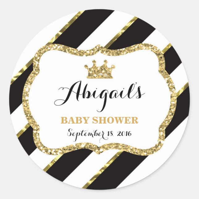 Pegatina Redonda Pequeña Princesa Pegatina, negra, falsa Purpurina (Anverso)