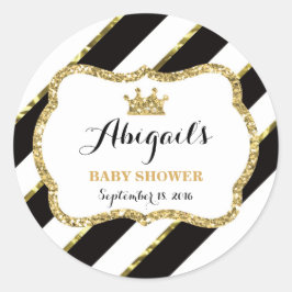 Pegatina Redonda Pequeña Princesa Pegatina, negra, falsa Purpurina