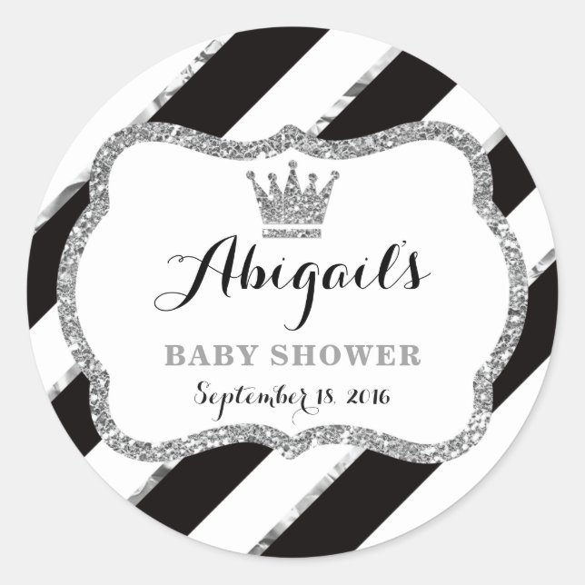 Pegatina Redonda Pequeña Princesa Pegatina, negra, falsa Purpurina (Anverso)