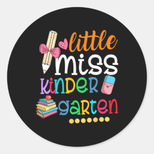 Pegatina Redonda Pequeña Señorita Kinder Para Niñas Ck A La Escuela