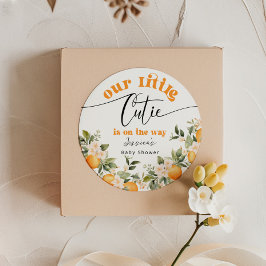 Pegatina Redonda Pequeña ternura está en camino baby shower