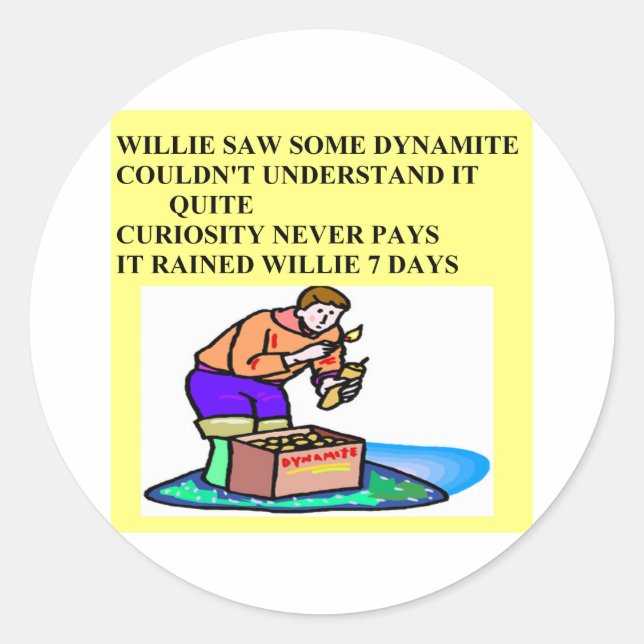 Pegatina Redonda pequeña willie rhyme (Anverso)