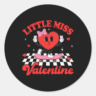 Pegatina Redonda Pequeña y genial señorita San Valentín chica dulce