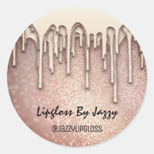 Pegatina Redonda Pequeñas empresas Empaquetado Rosa de goles de oro