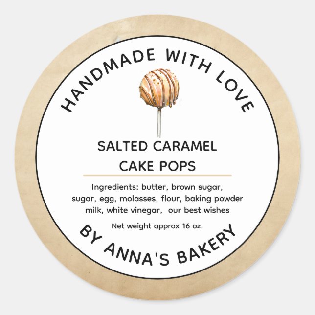 Pegatina Redonda Pequeñas empresas horneadas Cepas de pasteles (Anverso)