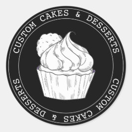 Pegatina Redonda Pequeñas empresas personalizados quequitos negros