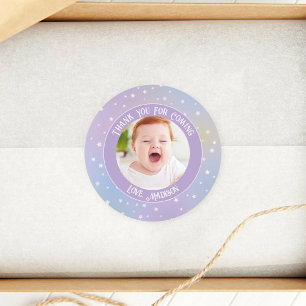 Pegatina Redonda Pequeñas Estrellas Arcoiris Foto Gracias Por Venir