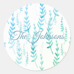 Pegatina Redonda Pequeñas pelucas con hojas