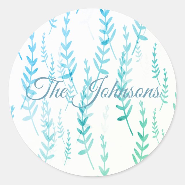 Pegatina Redonda Pequeñas pelucas con hojas (Anverso)