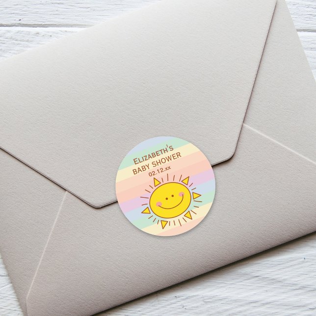 Pegatina Redonda Pequeño arcoiris Sunshine Sexo Neutral Baby Shower (Subido por el creador)