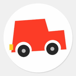 Pegatina Redonda Pequeño auto rojo