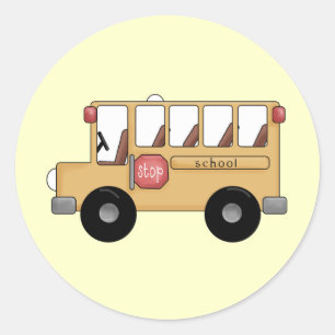 Pegatina Redonda Pequeño autobús escolar