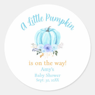 Pegatina Redonda Pequeño Baby Shower de caída de calabaza