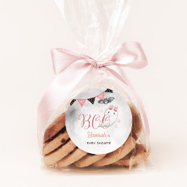 Pegatina Redonda Pequeño Boo casi se debe Chica a favor de Baby Sho