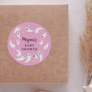 Pegatina Redonda Pequeño Boo Chica Baby Shower Favor