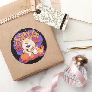 Pegatina Redonda PEQUEÑO BOO Cream Chow elegir tamaño