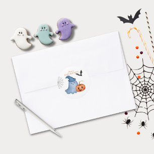 Pegatina Redonda Pequeño Boo Fantasma Halloween Baby Shower