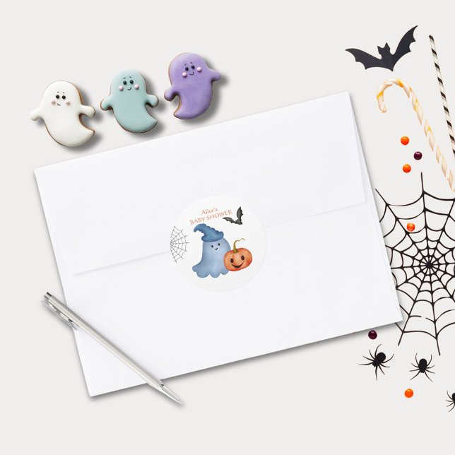 Pegatina Redonda Pequeño Boo Fantasma Halloween Baby Shower (Subido por el creador)