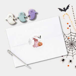 Pegatina Redonda Pequeño Boo Fantasma Halloween Baby Shower