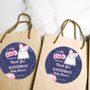Pegatina Redonda Pequeño boo Halloween chica fantasma baby ducha fa