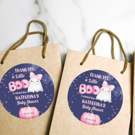 Pegatina Redonda Pequeño boo Halloween chica fantasma baby ducha fa