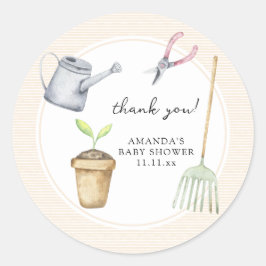 Pegatina Redonda Pequeño brote de la ducha bebé gracias