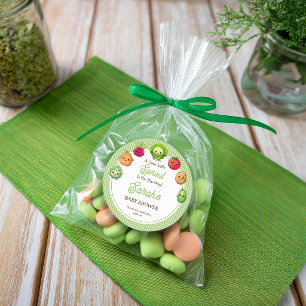 Pegatina Redonda Pequeño Brote Kawaii Verduras Favor para Baby Show