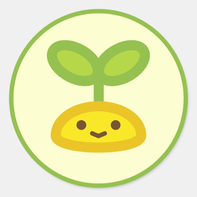 Pegatina Redonda Pequeño brote verde (Anverso)