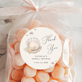 Pegatina Redonda Pequeño Chica de Pearl Ocean Beach Seashell Baby S