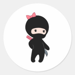Pegatina Redonda Pequeño Chica Ninja