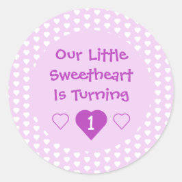 Pegatina Redonda Pequeño corazón primer cumpleaños