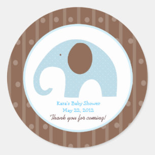 Pegatina Redonda Pequeño elefante (azul) Personalizado favorito Peg