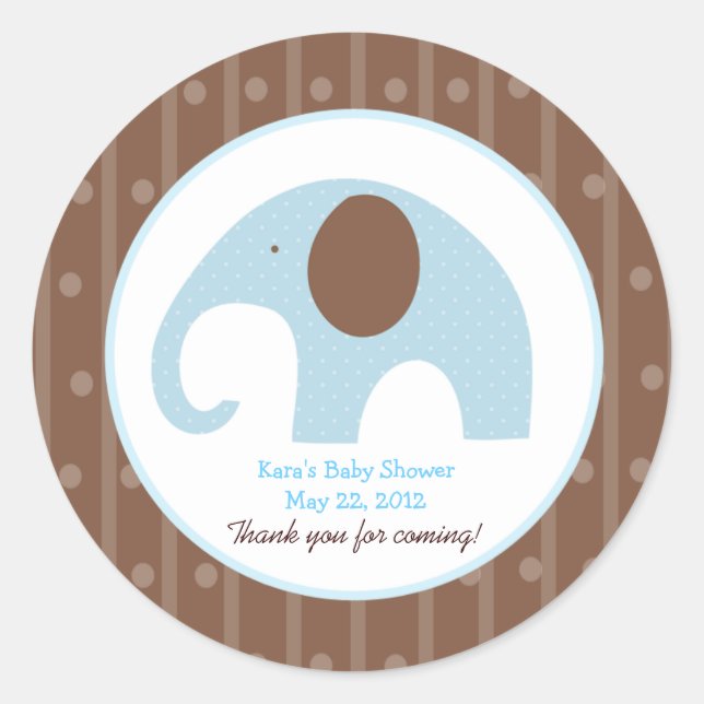 Pegatina Redonda Pequeño elefante (azul) Personalizado favorito Peg (Anverso)