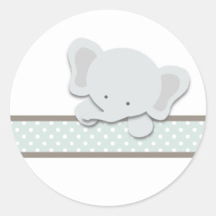Pegatina Redonda Pequeño elefante {Verde azulado}   PEGATINAS